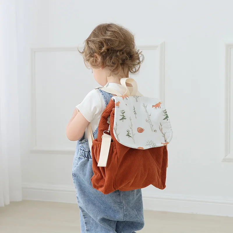 children's-backpack-corduroy-kids-schoolbag-kindergarten-class-1-2-years-old-baby-cute-anti-lost-backpack