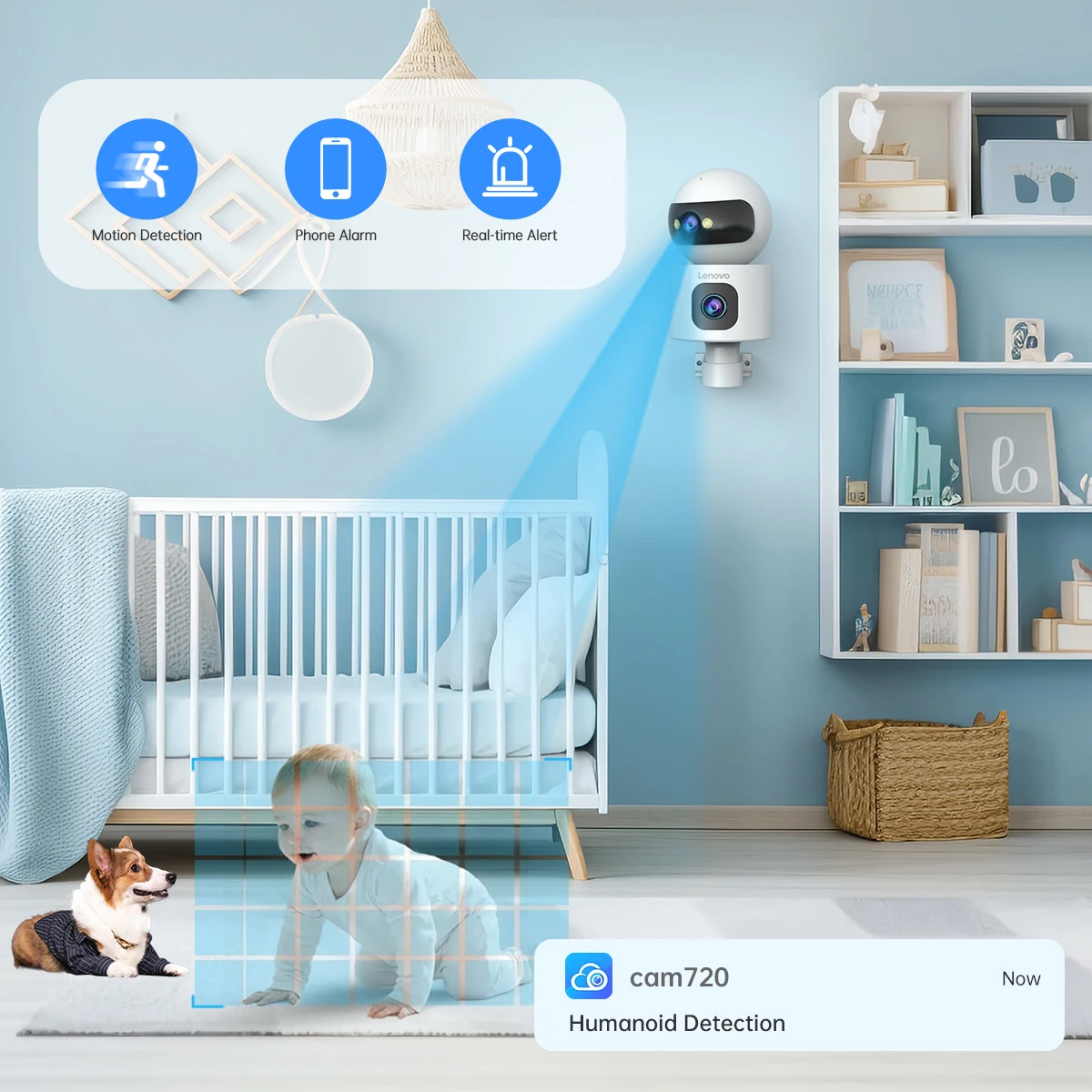 Lenovo 8MP Dual Lens WIFI Camera CCTV Security Protection Home Wireless Camera Color Night Vision Two Way Audio PTZ Cameras