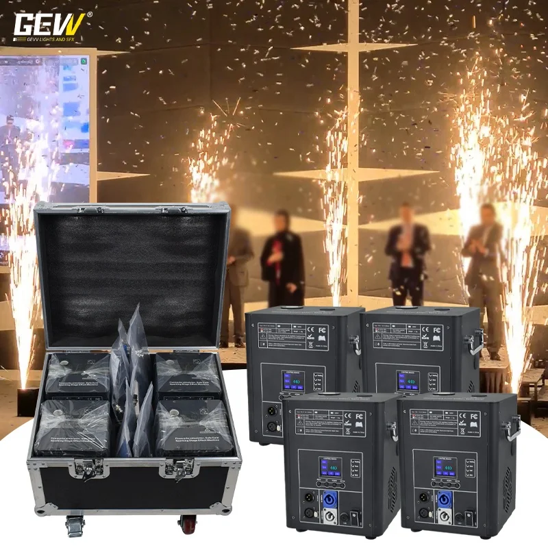 4pcs 750 Watt Fountain Sparkler 750W Cold Spark Machine Wireless With Flight Case For Wedding Event Club