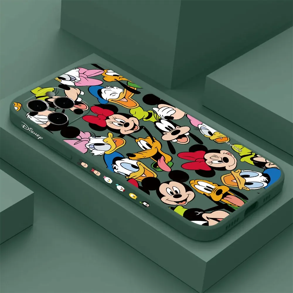 Mickey Minnie Donald Phone Case for iPhone 16 15 14 Plus 13 12 Mini 11 Pro Max X Xs XR 7 8 Straight Edge Soft Silicone TPU Cover