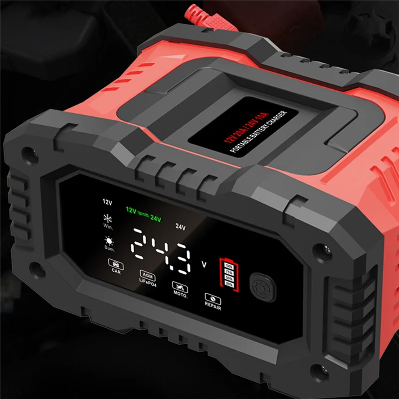 

Полностью автоматическое интеллектуальное зарядное устройство 12 В, 24 В, 20 А, портативный автомобиль высокой мощности для зарядки аккумулятора, британская вилка-B61B