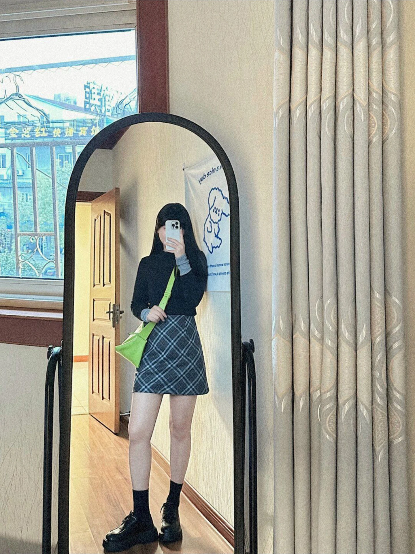 

Women's Autumn 2026 New High-End Black Long Sleeve Knitted Set with Plaid Skirt Two-Piece Suit Warm Comfortable Fashionable