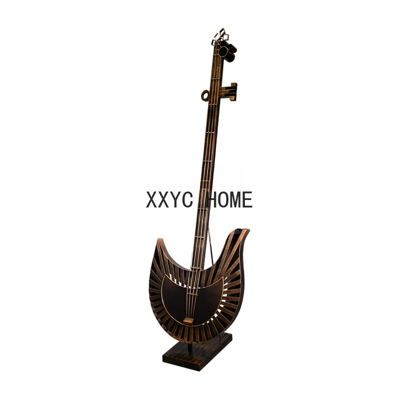 

Large Classical Guitar Musical Instrument Floor Sculpture Hotel Hall Decoration Soft Decoration Club KTV Metal Ornaments