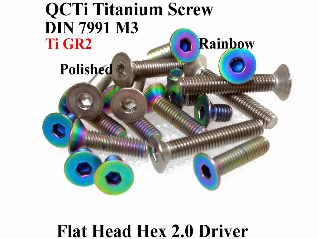 DIN 7991 M3 Titanium screw M3x4 M3x50 M3x5 M3x45 M3x15 M3x20 M3x22 M3x25 M3x28 M3x30 M3x32 M3x35 M3x40 Flat Head Ti GR2 10pcs