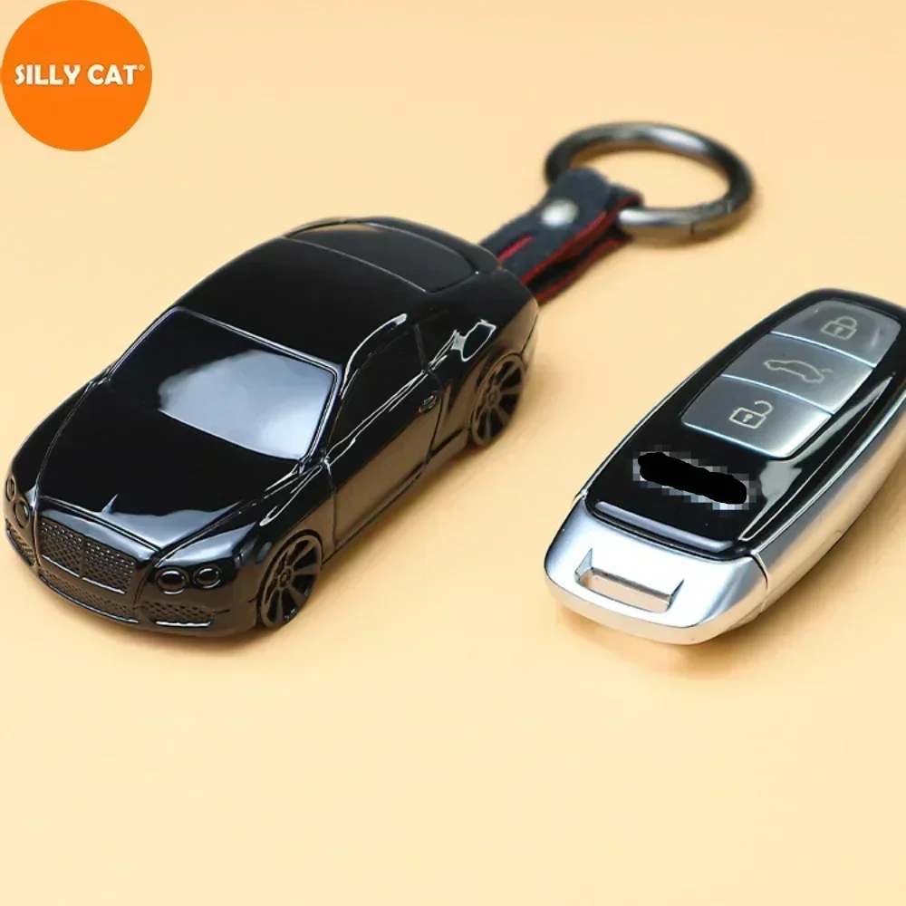 Car Shape Model Car Key Case Cover Fob Suit For Audi 2018-up A3 A6 A7 A8 E-Tron Q7 Q8 RS6 RS7 S3 S6 S7 Smart Remote Key Glove