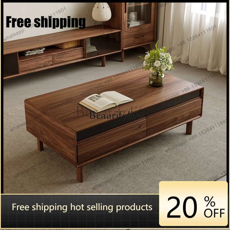 Factory Direct Black Walnut Antique Coffee Table Simple Solid Wood Living Room Coffee Table