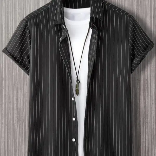 

Мужская полосатая внутренняя одежда с воротником-стойкой и пуговицами спереди из искусственной кожи с воротником-стойкой, летняя одежда без железа