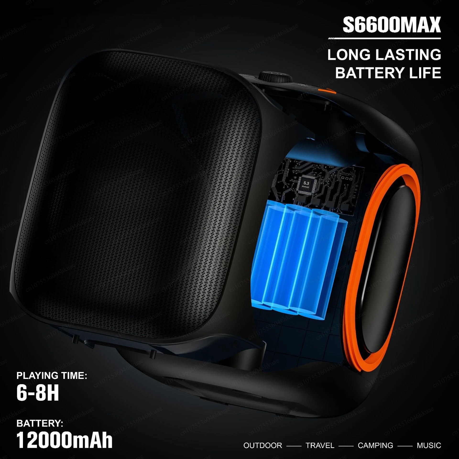Portable Waterproof Stereo Audio Speaker With Stand & Microphones Outdoor Entertainment Device
