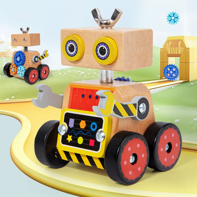 

Montessori Wooden Small Car Assembly Robot Toy Screw Busy Puzzle Game Kids Early Educational Hand Brain Sense Organ Toys Gifts