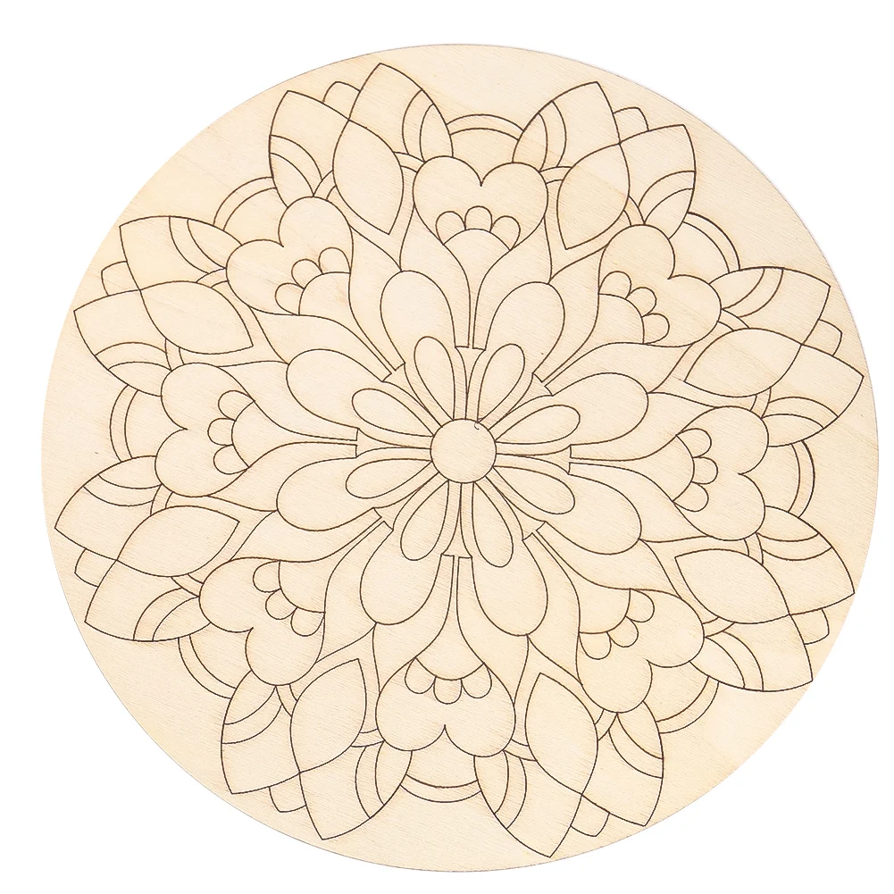 20cm Mandala Round Wooden Board Laser Engraved Crystal Display Mat Magic Collection Tarot Game Props Tabletop Tea Cup Coasters