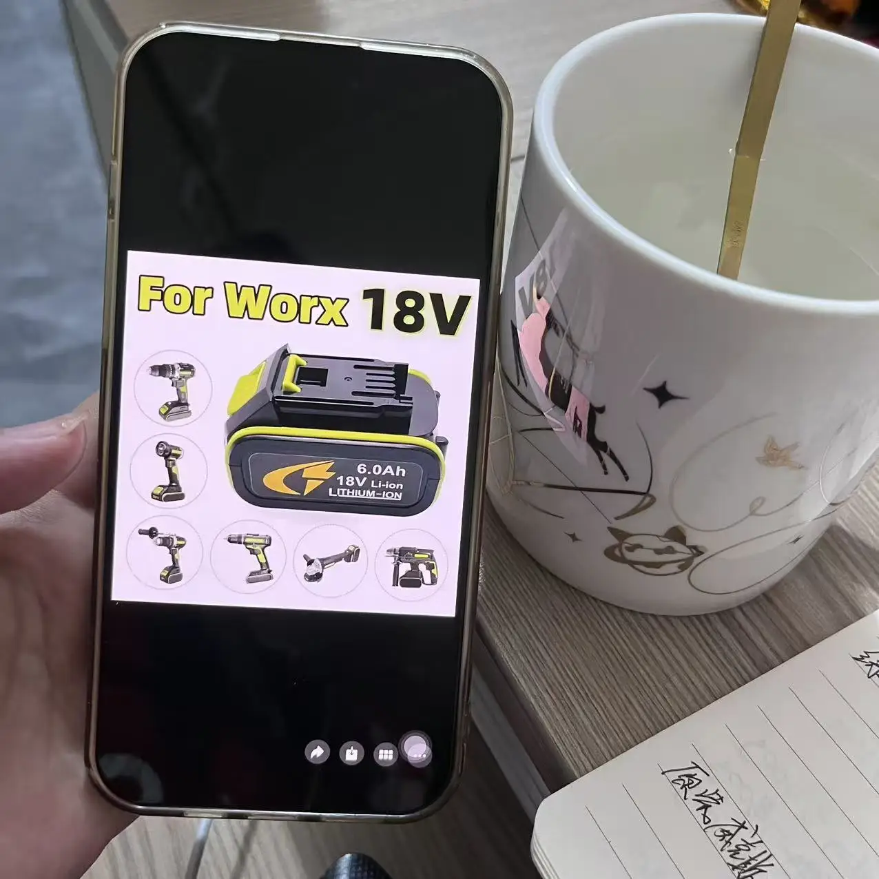 

For Worx 18V Batteria Universale Piattaforma Verde 6.0Ah Adatto per WU386 WU388 WU279 WU182 WU380SWU808 Serie Utensili Elettrici