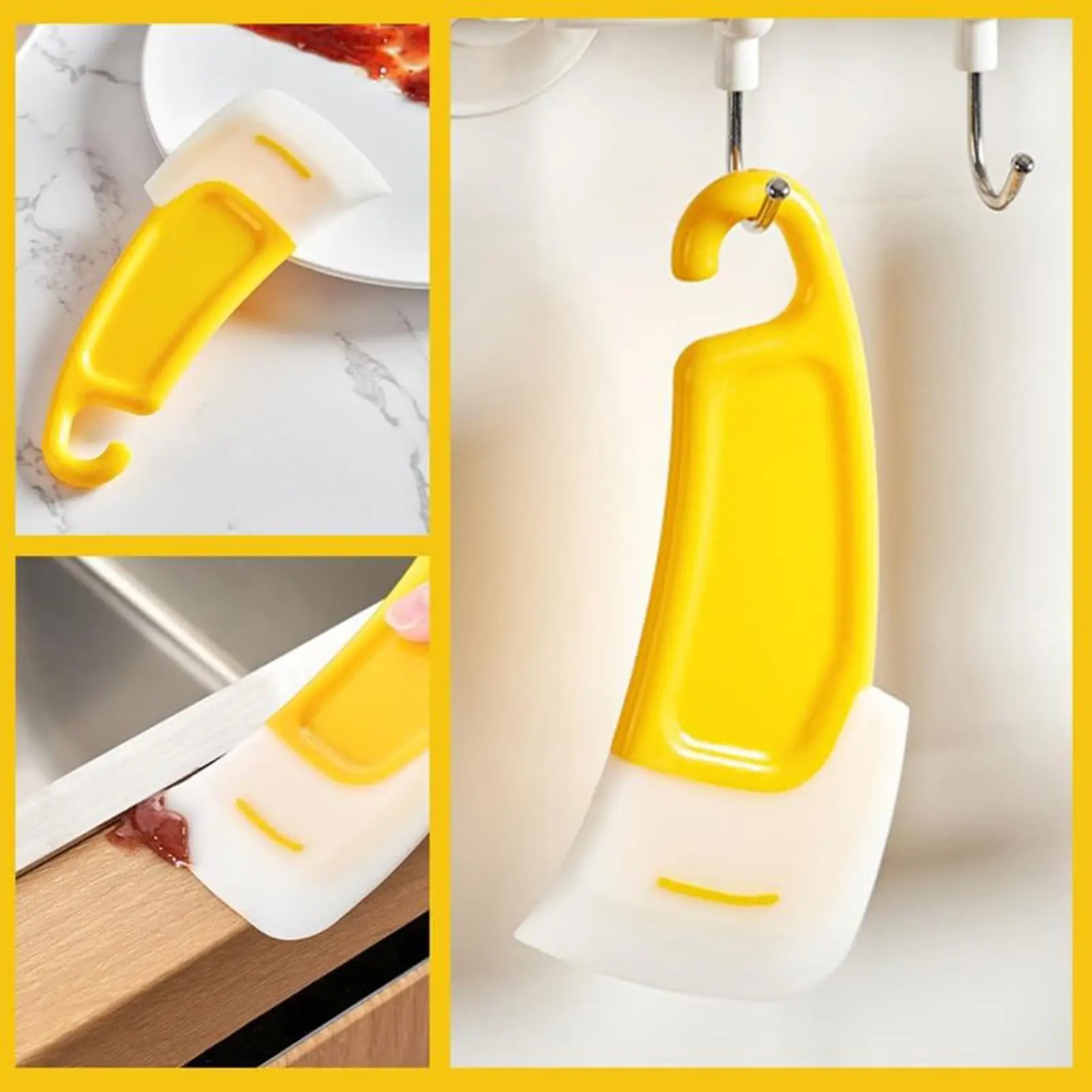 Silicone Pan Scraper Dish Cleaning Spatula Dish Scraper Non Stick Kitchen Pan Rubber Cleaning Spatula Pot Cleaning Tool
