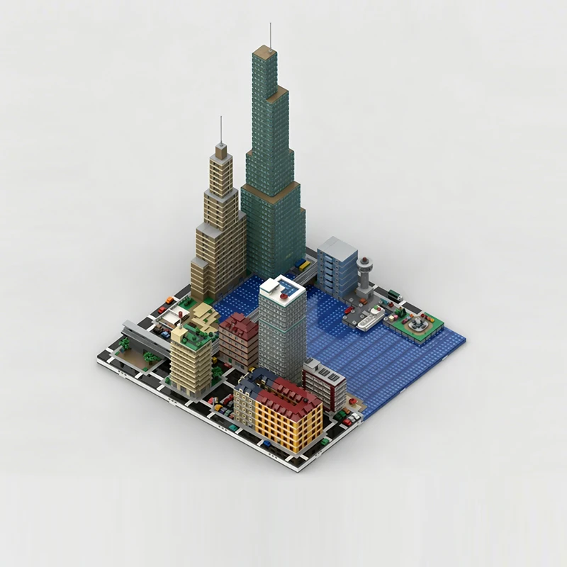 City Street View Model MOC Building Bricks Miniature Capital Diorama Modular Technology Gifts Holiday Assemble Children Toy Suit