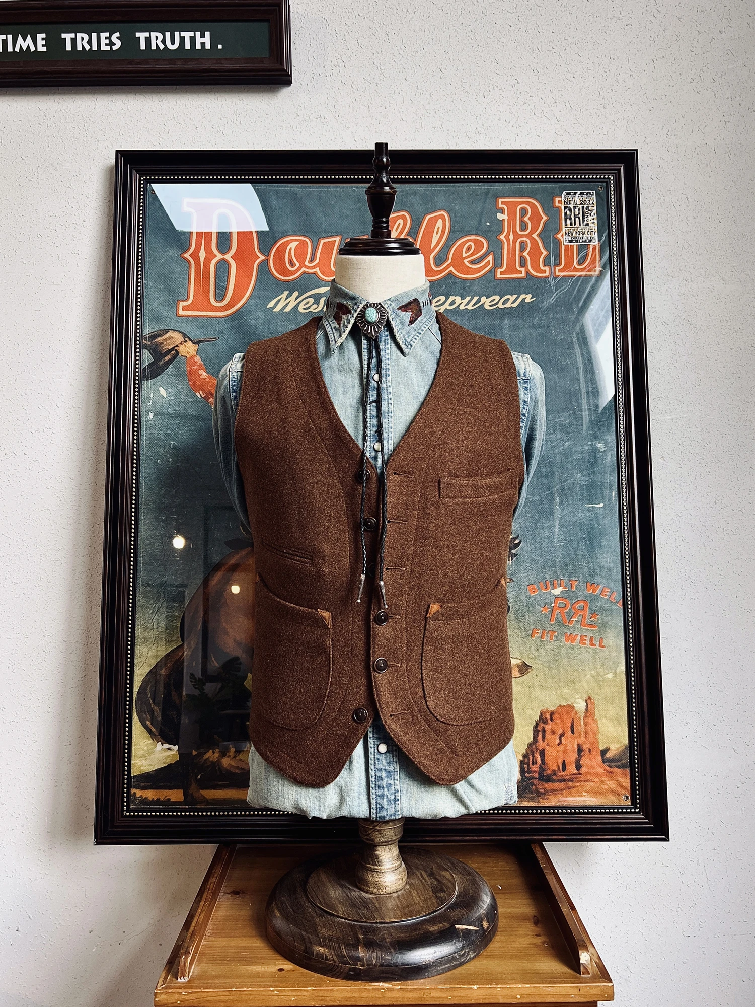 

Tailor Brando Американский винтажный шерстяной жилет 550 г Тяжелый меланжевый шерстяной жилет с несколькими карманами облегающий джентльменский жилет