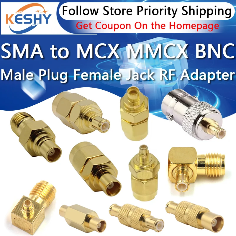 SMA Connector to MCX MMCX BNC Male Plug Female Jack Straight Right Angle RF Adapter Converter SMA Connector Adapter MCX MMCX BNC