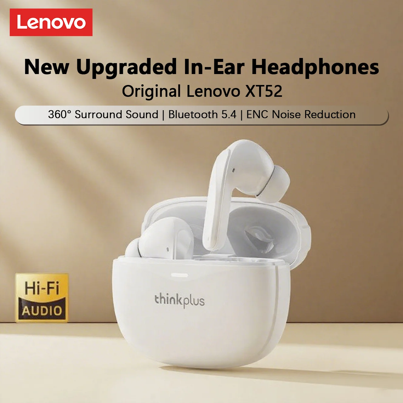 

Оригинальные наушники Lenovo XT52 TWS Bluetooth 5,4, Hi-Fi стереозвук, HD голосовой вызов, шумоподавление, игровые наушники для микрофона