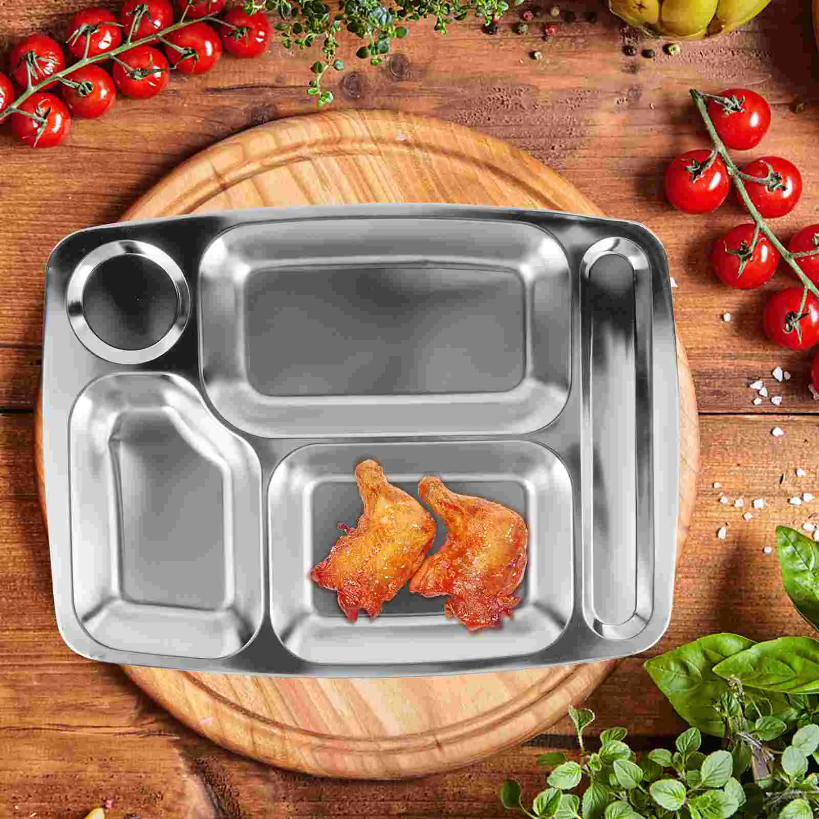 

Cutlery Stainless Steel Dinner Plate Home Supplies Divided Dish Food Holder Metal Tray Student