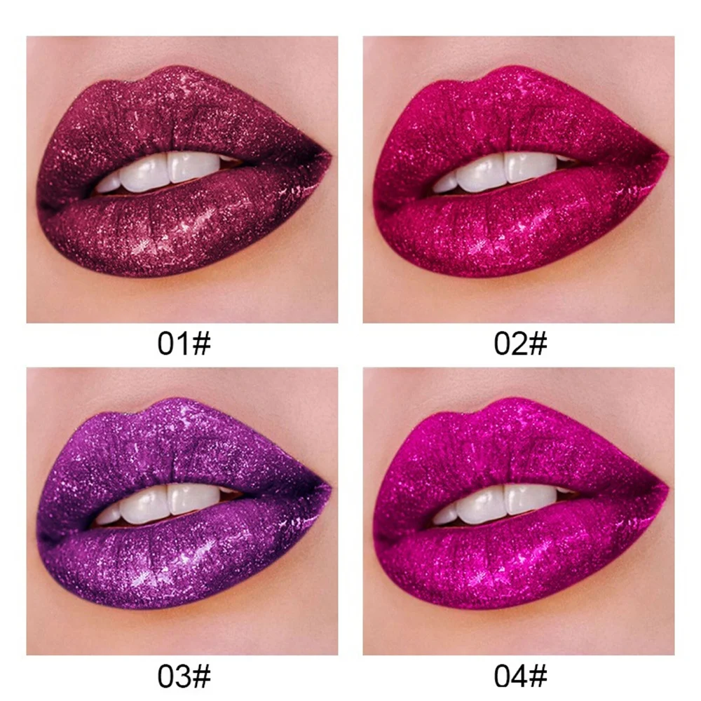 Diamond Matte Velvet Lip Gloss Set Non-Stick Cup Waterproof Long-Lasting Moisturizing Glitter Liquid Lipstick Makeup Cosmetics