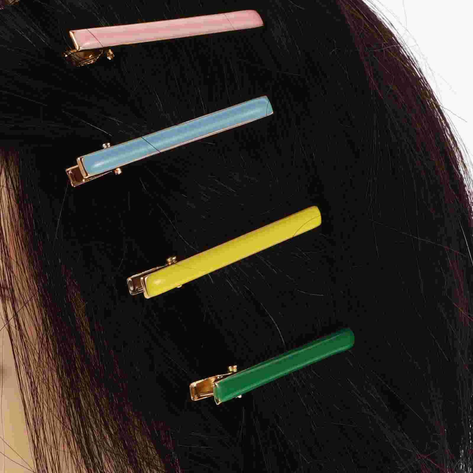 5pcs Simple Colored Hair Clip Alloy Hairpins Barrettes Hair Jewelry for Women Girls (Pink + orange + green + yellow + blue)