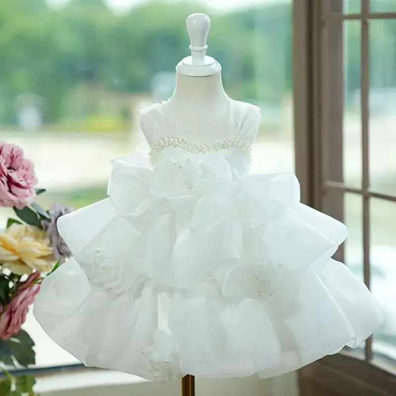 New Children's Princess Ball Gown Host Piano Performance Wedding Birthday Party Flower Girl Dresses A4060 Bridesmaid Dresses