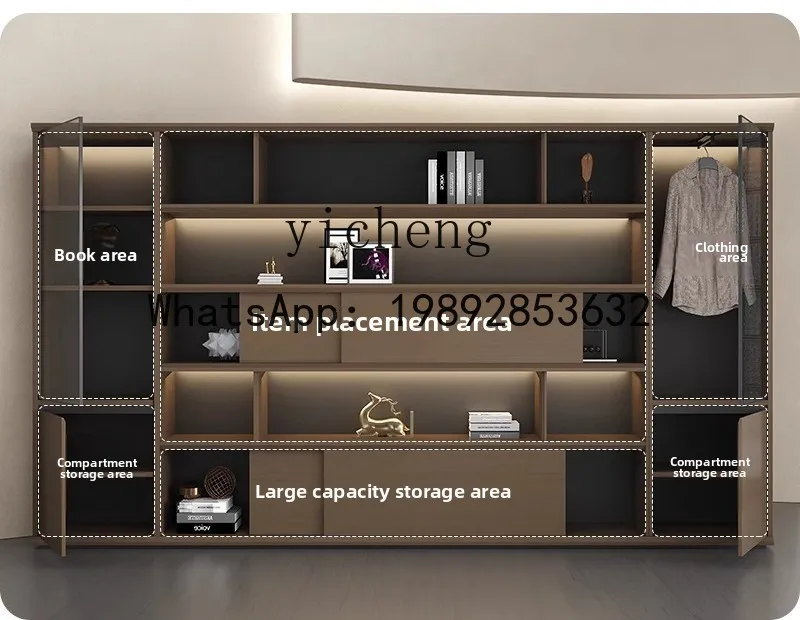 BB File Wooden Background Bookcase Floor-to-ceiling Data Filing Cabinet With Glass Door Display Cabinet Office