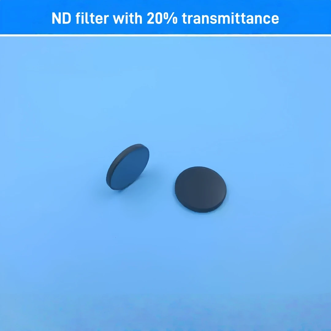 20% Transmittance Reflective ND Filter Chamfered Edge Gray Attenuation Lens 400-1100nm Round Square for Machine Vision