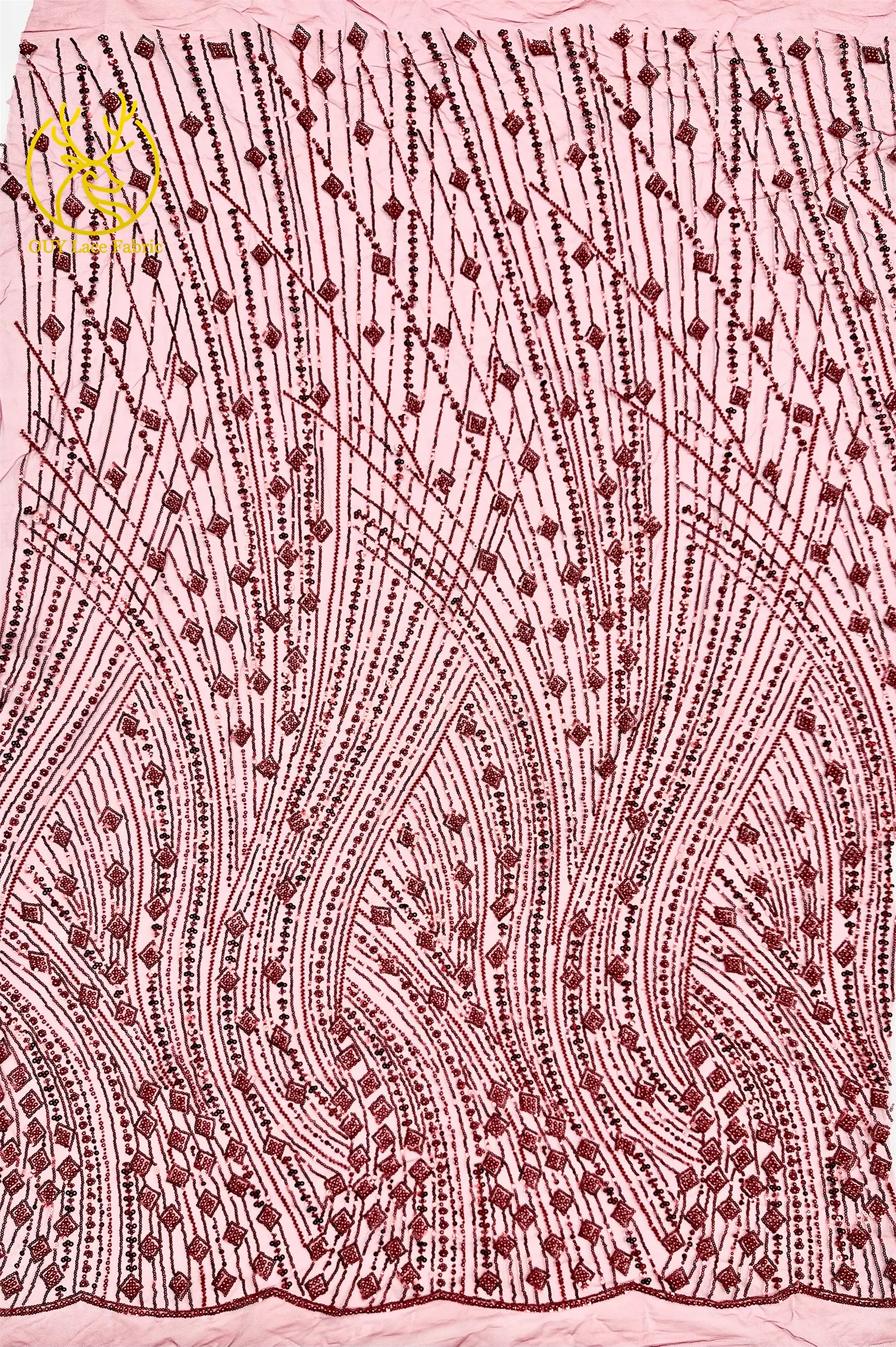 قماش دانتيل مطرز أفريقي 2026 جودة عالية مشرق أحمر نيجيري مطرز أقمشة الدانتيل ثوب زفاف مواد الخياطة 5 ياردات #4