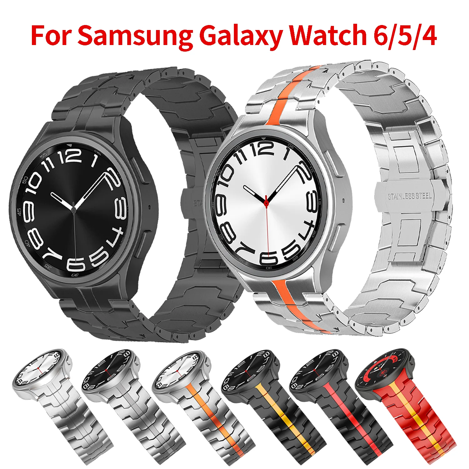 

Stainless Steel Strap For Samsung Galaxy Watch 7 6 5 4 40mm 44mm Band 4/6 Classic 47mm 43mm 42mm 46mmNo Gaps Metal Link Bracelet