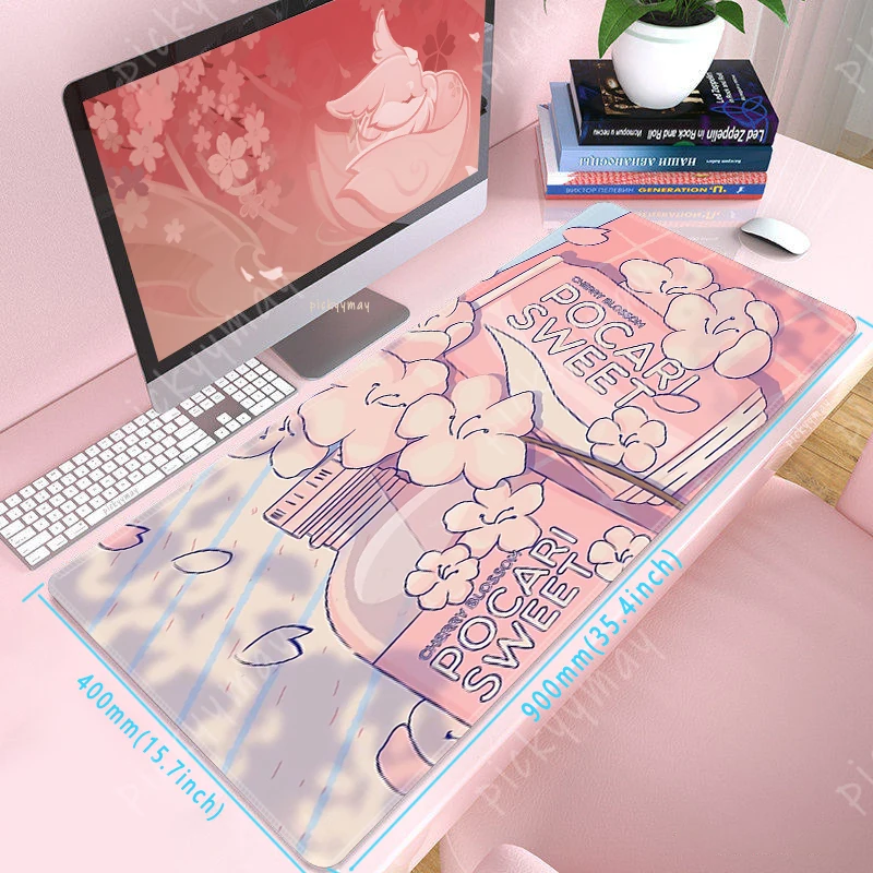 

Pink Illustration Large Mousepad Kawaii Anime Mouse Pad Computer Accessories Keyboard Deskpad Laptop Cute Student Desk Mat