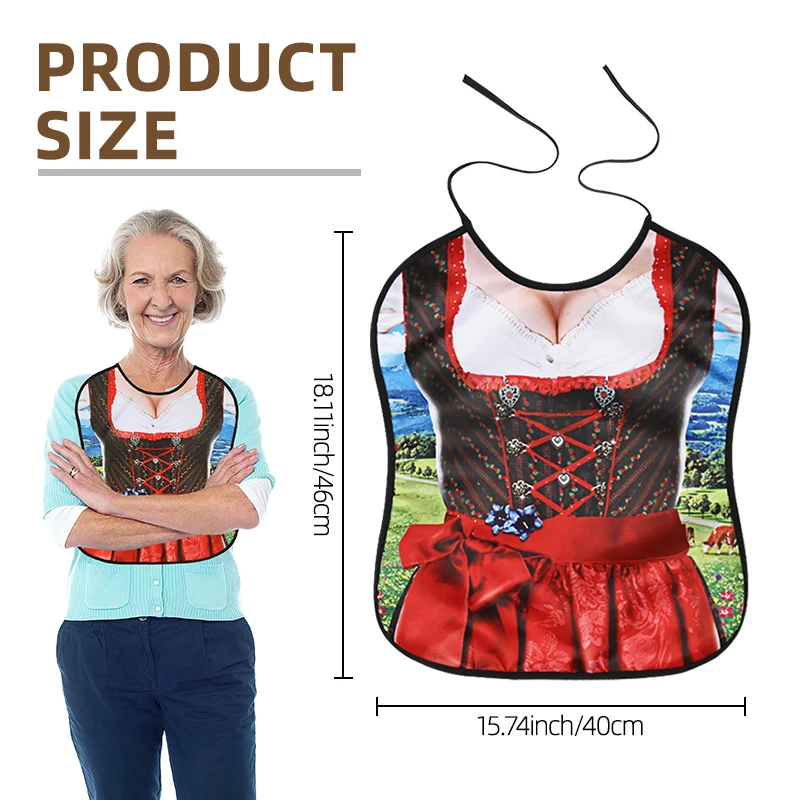 1-Pack Senior's Dining Bib — Featuring Unique Patterns, Protects Clothing, Adult Bib with Convenient Adjustable Tie Closure