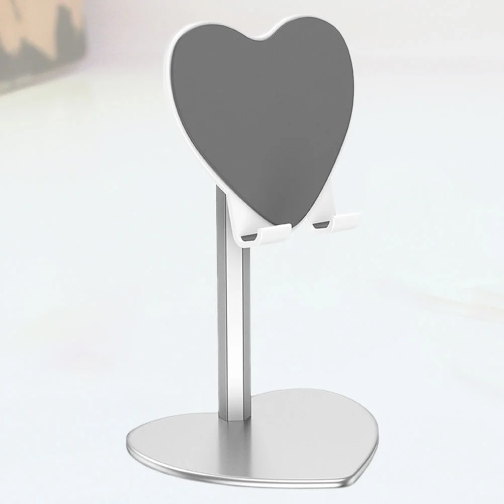 Heart Shaped Desktop Tablet Support Flexible Phone Support Metal Bracket Silver Tablet Holder Desktop Phone Bracket