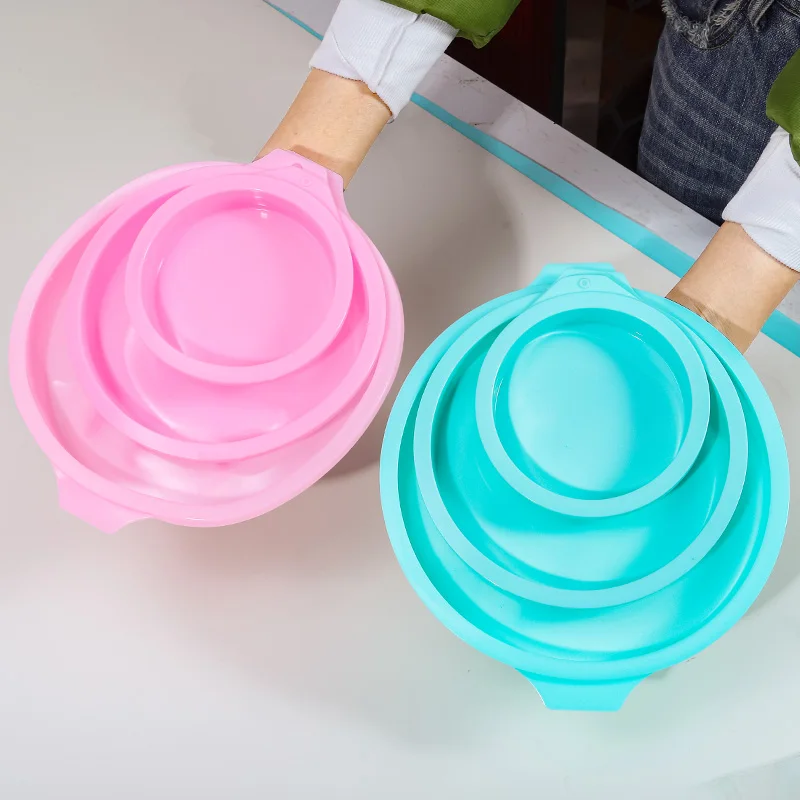 FAIS DU 2-8pcs Silicone Cake Pan 4/6/8inch Round Cake Layer Set Silicone Bakeware Mold for Baking Tools Rainbow Cake and Mousse