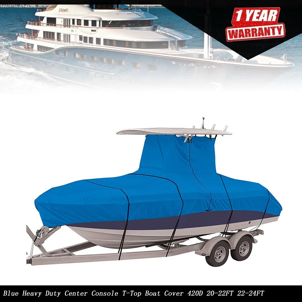

New Blue Heavy Duty Center Console T-Top Boat Cover 420D 20-22FT 22-24FT