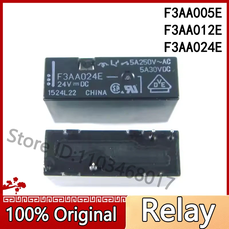 10 sztuk/partia 100% nowy F3AA024E 5V 12V 24V F3AA005E F3AA012E 5A 4pin przekaźnik