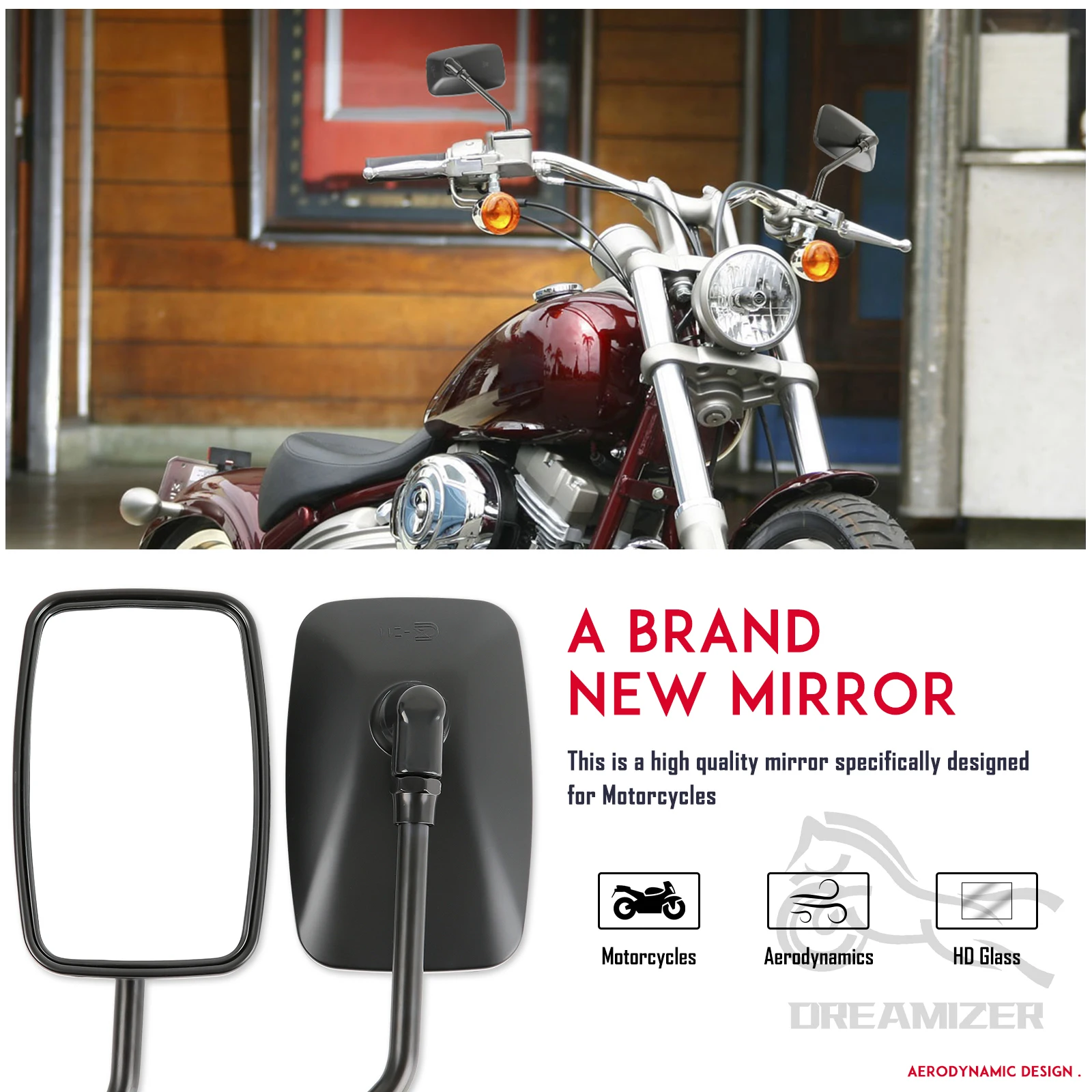 10MM Adjustment Black Motorcycle Rear View Mirrors 360 Degrees ATV Side Mirrors For Dirt Bike Scooter Moped Tricycle Quads