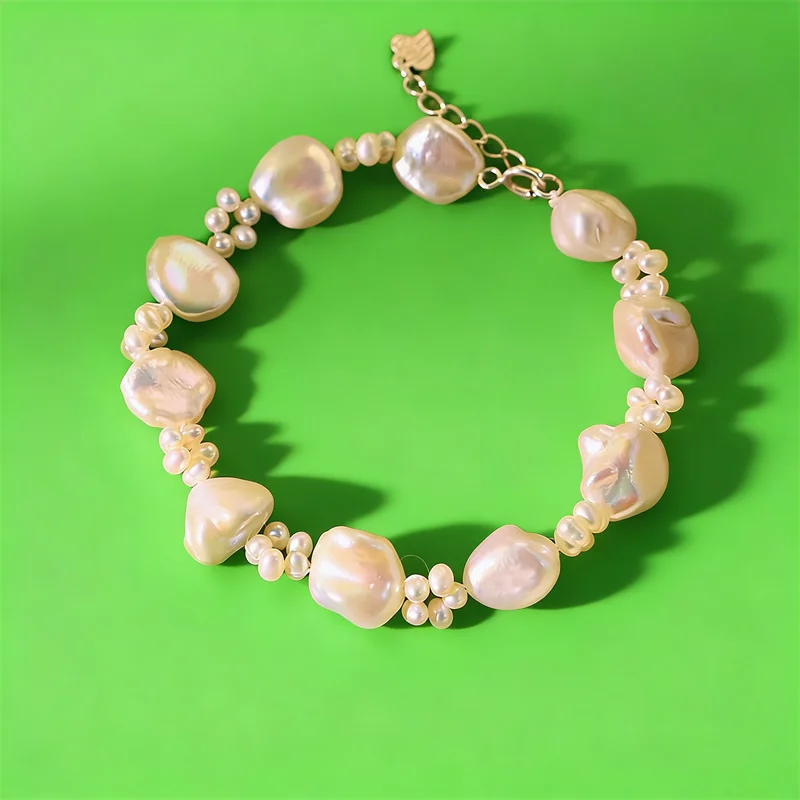 

Оригинальный браслет из натурального пресноводного жемчуга для женщин, роскошный универсальный браслет, белые бусины, цепочка, браслет, очаровательные ювелирные изделия, мода