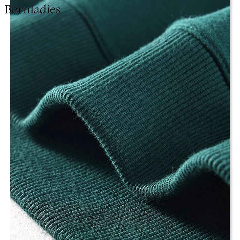 Bornladies Thicken Fleece Women Cotton Sweatshirt Autumn Winter Oversized Hooded Pullovers Female Loose Warm Sports Jackets