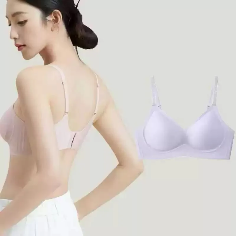 M-Solid Color Sexy Seamless Women's Underwear Small Breast Gathering Shockproof Sleeping Back Bra
