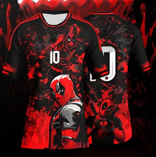 

Детская футболка «Дэдпул и Росомаха» Marvel, тематическая праздничная одежда, уличная одежда в стиле хип-хоп с короткими рукавами, комплект спортивного трикотажа для мальчиков и футбола