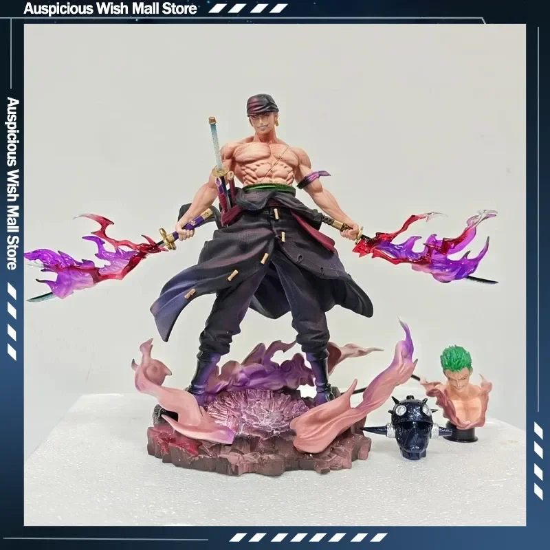 One Piece Zoro Anime-Figuren Roronoa Zoro Figur König des Hells PVC-Statue Desktop-Sammlungsmodell Spielzeug Weihnachtsgeschenke