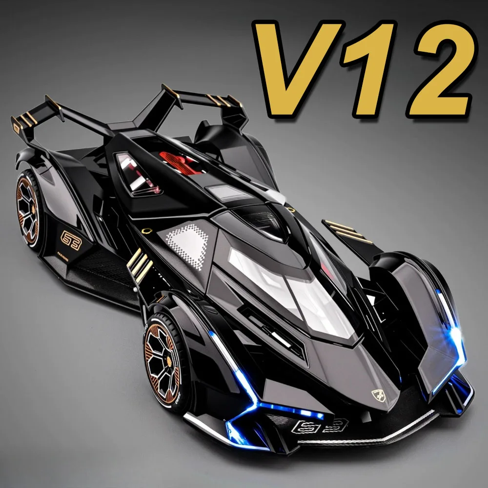 مقياس 1:24 لامبور V12 ريفولتو سبيكة سيارة رياضية دييكاست لعبة نموذج ضوء الصوت التراجع الأبواب المفتوحة المركبات ديكور المنزل الحلي