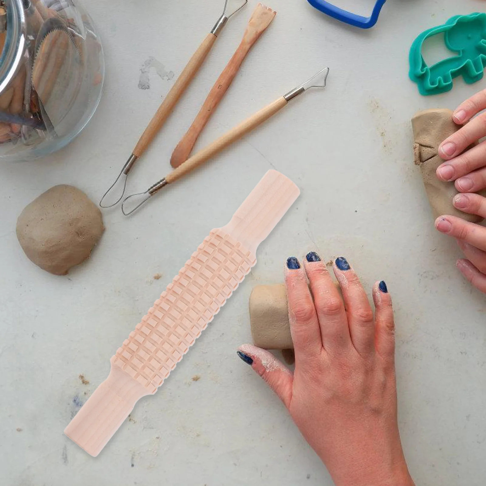 

3Pcs Embossing Sticks DIY Pottery Clay Rolling Sticks Wood Clay Roller Enhance Creativity Imagination Home School Craft