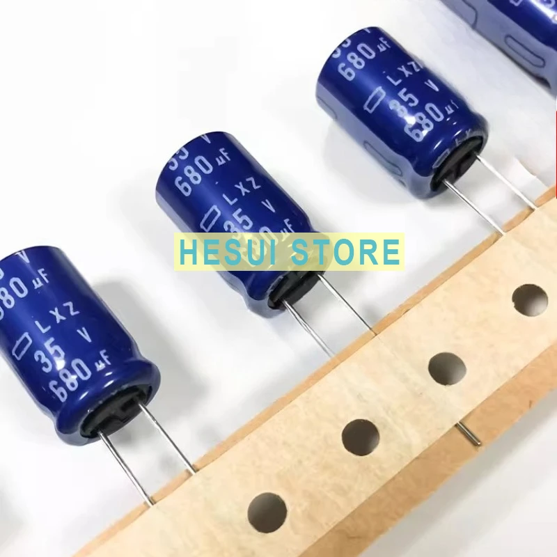10PCS Electrolytic capacitor 35V680UF 12.5X20 LXZ high frequency low resistance, blue robe 105 degrees