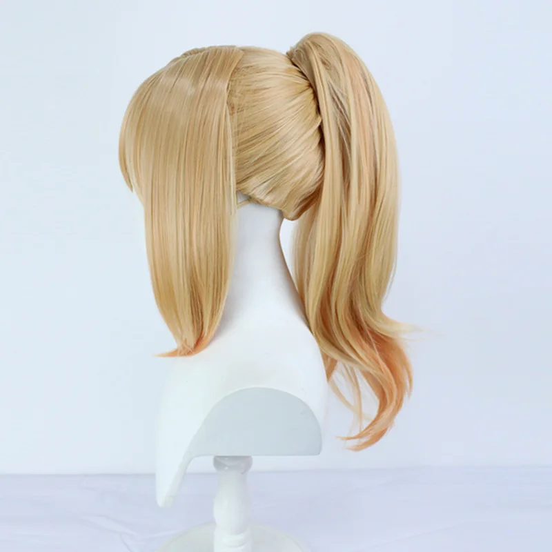 Similler Synthetic Anime Cosplay Wigs Straight Long Hair Heat Resistance Game Cos with Ponytail Ash Blonde