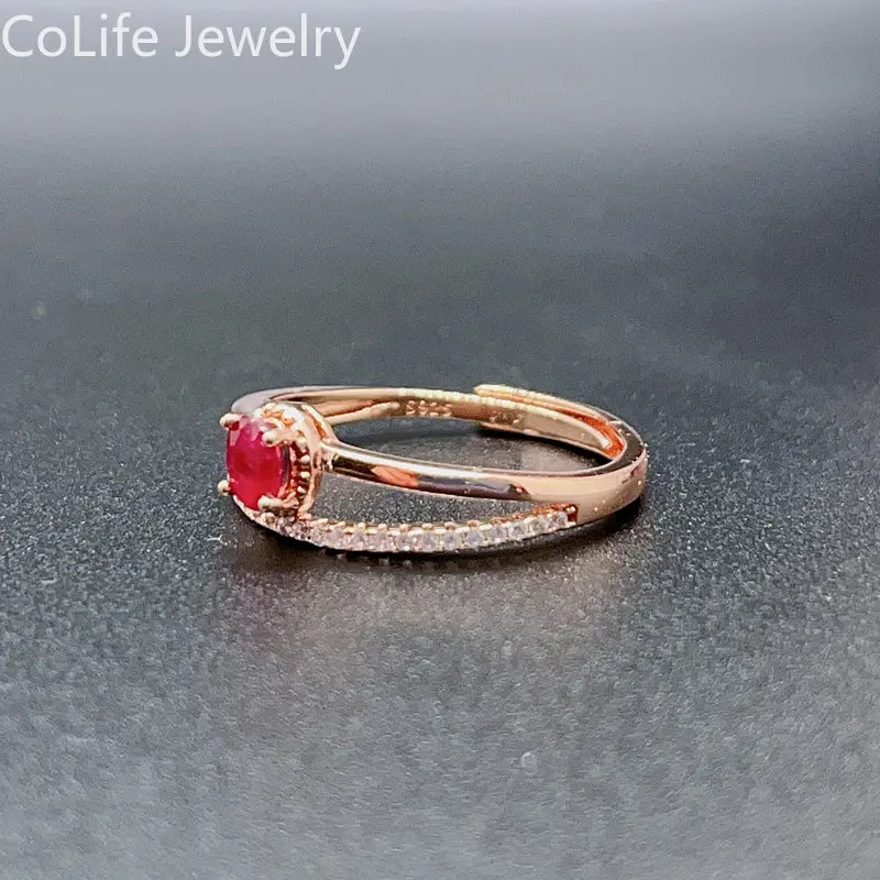 Fashion Silver Gemstone Ring for Daily Wear 3mm * 4mm 0.15ct Natural Ruby Ring 925 Silver Silver Myanmar Ruby Jewelry