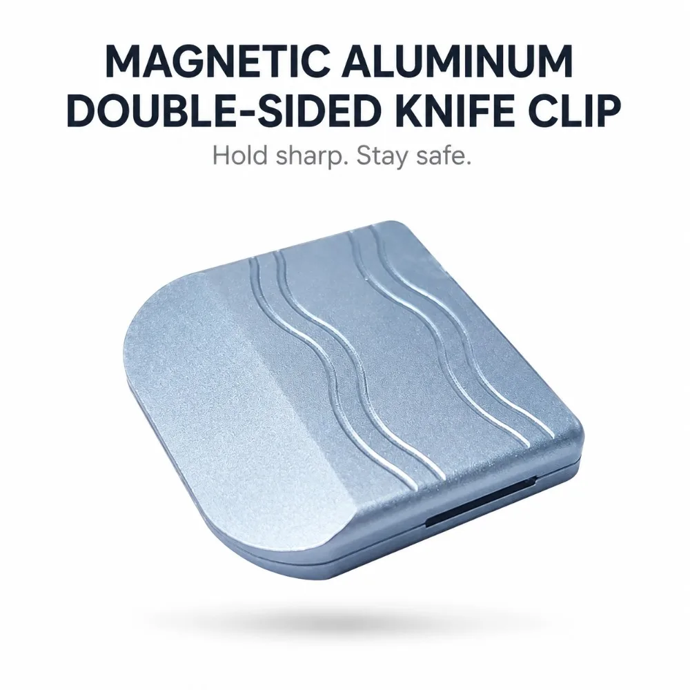 Portable Magnetic Adsorption Aluminum Blade Clip Wave Groove Double Edge Razor Blade Storage Holder For Barber Shop Repair