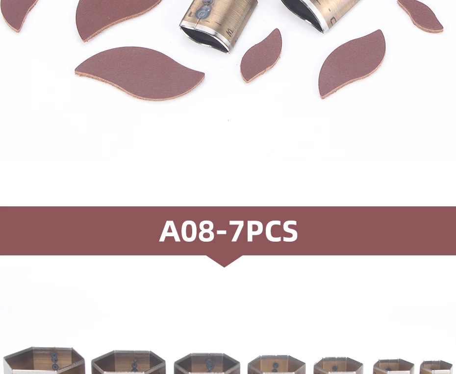 QJH 20–50 mm gestanzte Lederohrringe/Tropfenformschneider/8 Formen/Herz/Quadrat/Abgerundetes Quadrat/Dreieck/Hexagon/Pflaume/Tropfen/Blatt – Detail 7