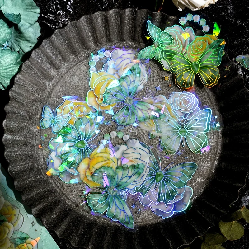 20pcs/pack Butterfly Sticker Gold Foil DIY Scrapbooking Collage Junk Journal Planner Decorative Stationery PET Stickers Material