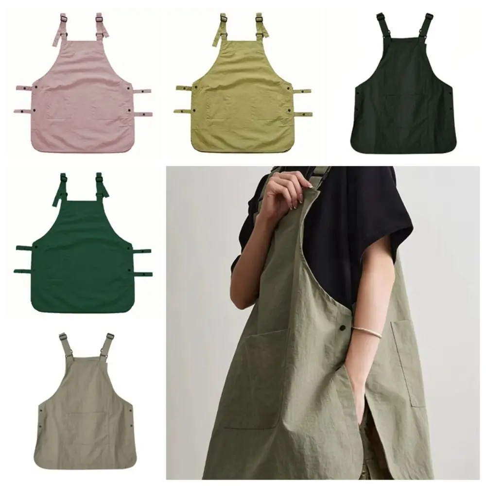 

Convenient Adjustable Cleaning Apron Polyester with Pockets Waterproof Apron Breathable Solid Color Vest Apron Barber