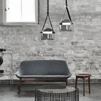 Nordic Designer Pendant Lamp Modern Glass Floor Lamp Living Room Bedroom Villa Decor Black Leather Strap LED Hanging Lamp